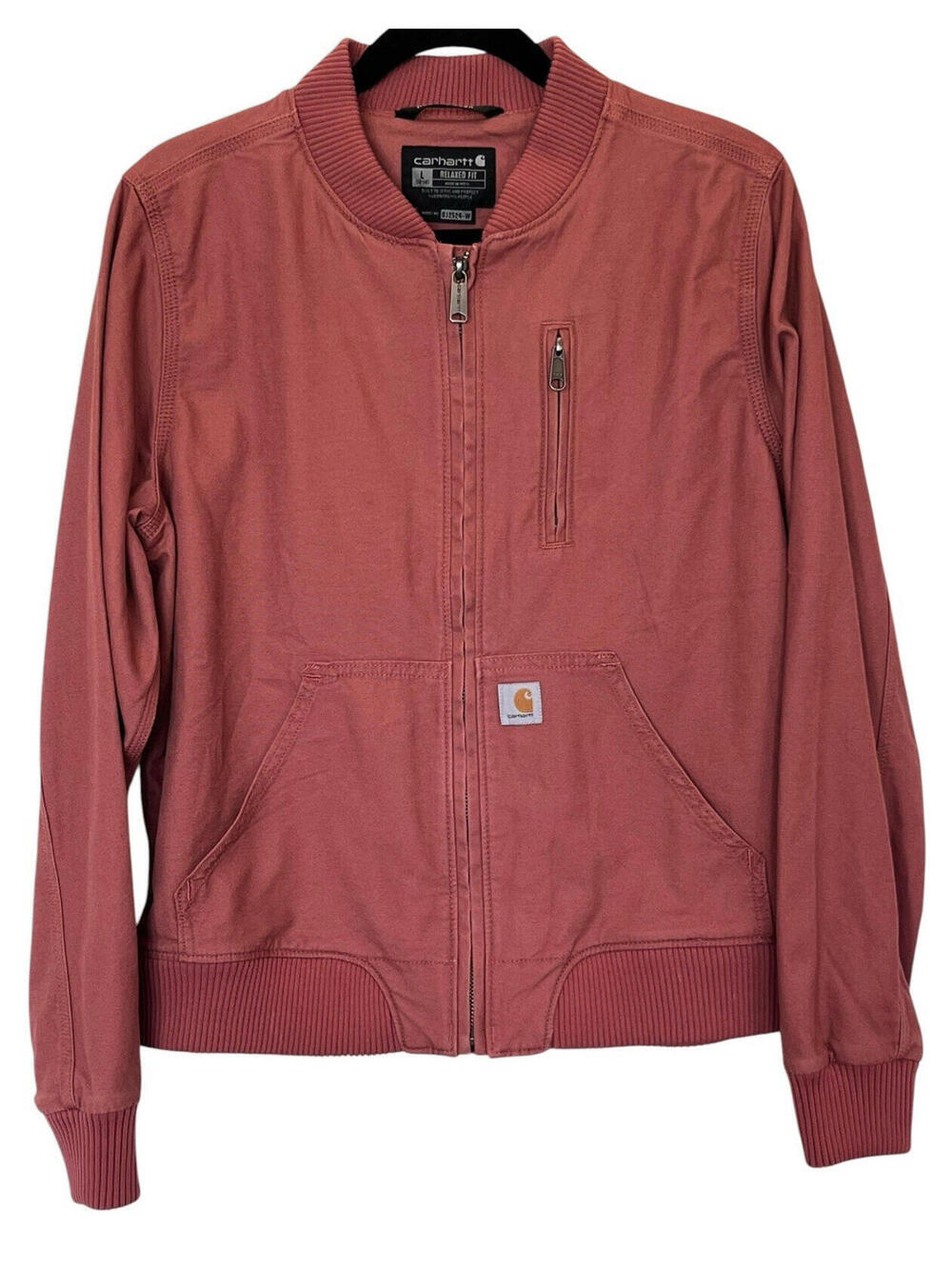 Carhartt Jacket Crawford Bomber Womens Relaxed Large (14-16) Rose Full Zip